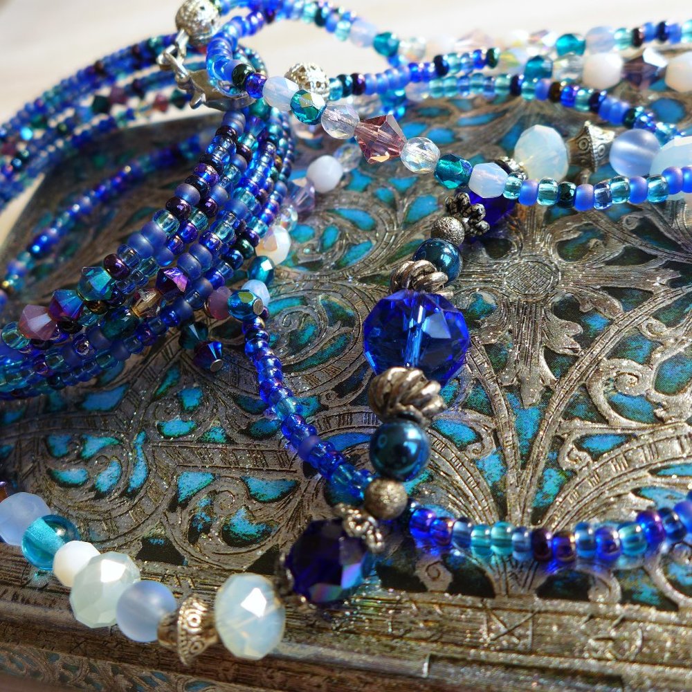 ⚜️SET Cobalt Beaded Necklace & Bracelet